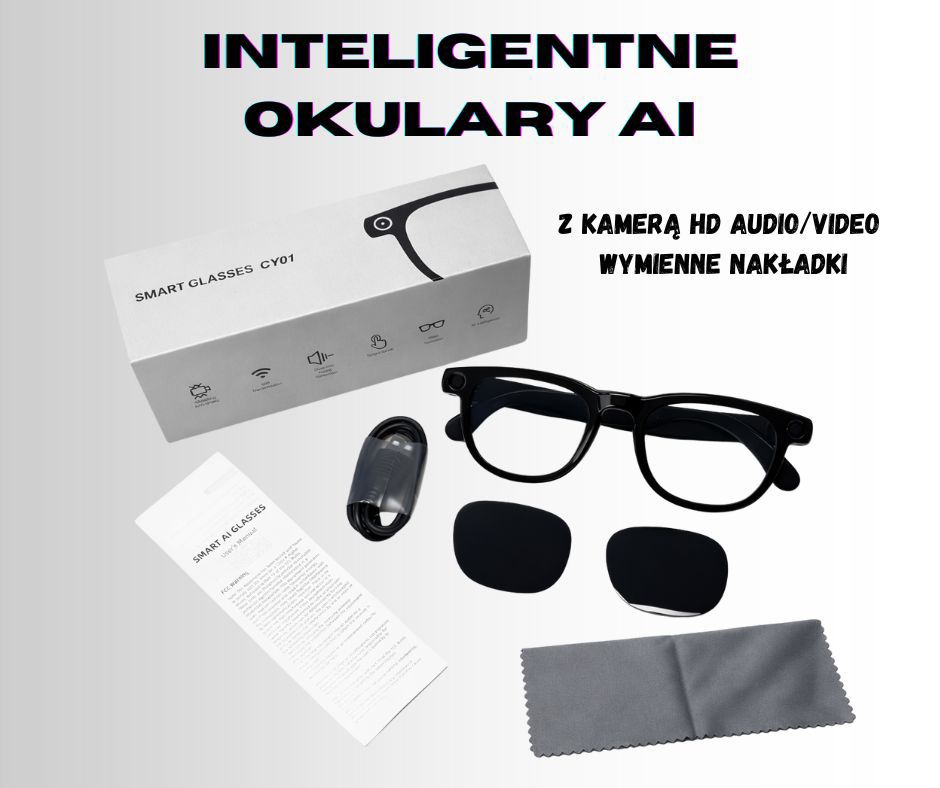 AI Okulary z Kamerą CY01 – Nagrywanie 1080p / UV400