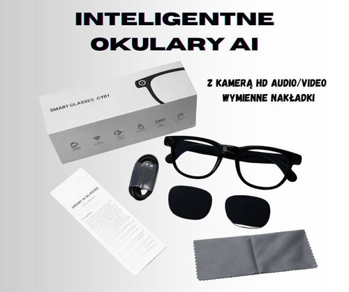 AI Okulary z Kamerą CY01 – Nagrywanie 1080p / UV400